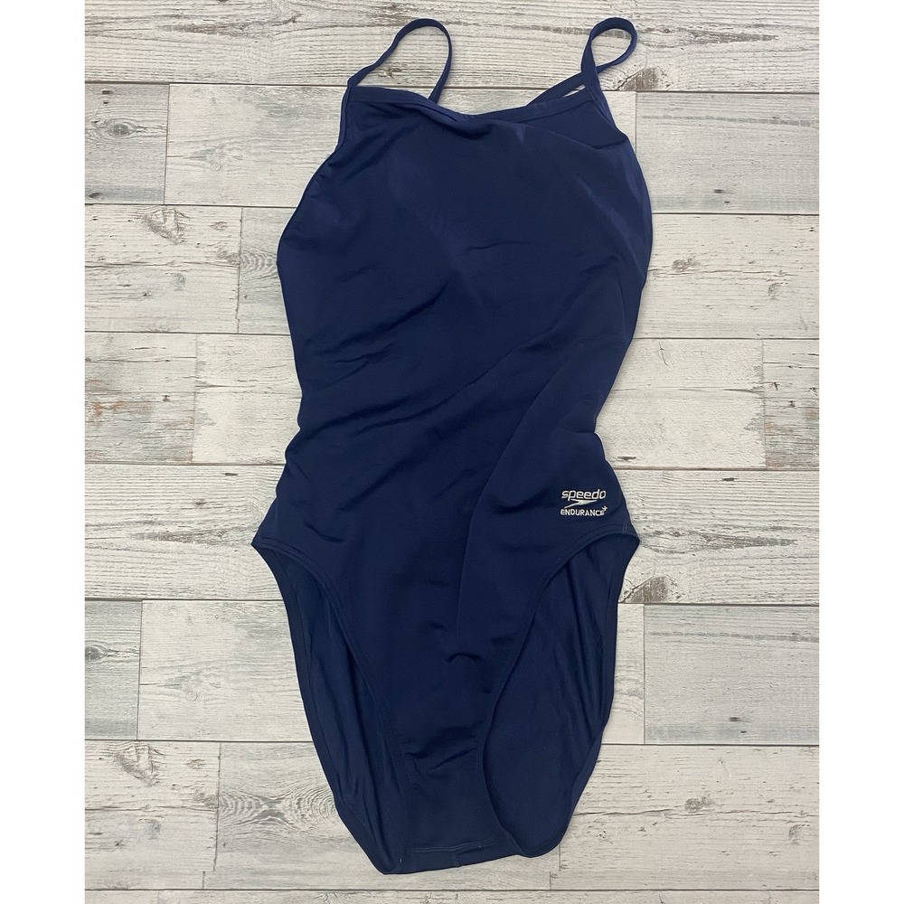 Speedo Endurance Swimsuit One Piece Womens 12 Blue Swimwear Beach Vacation Pool